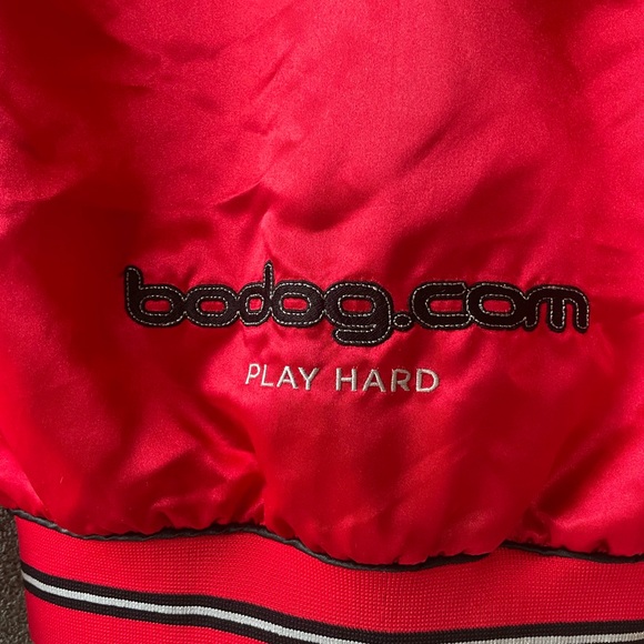 BoDog Casino Red Jacket, Play Hard, Red Black Shiny Jacket,Small Bomber Jacket, - Picture 4 of 10